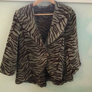 Sky blue/ brown printed coat
